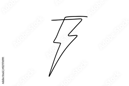 Lightning electric power in continuous one line art drawing.