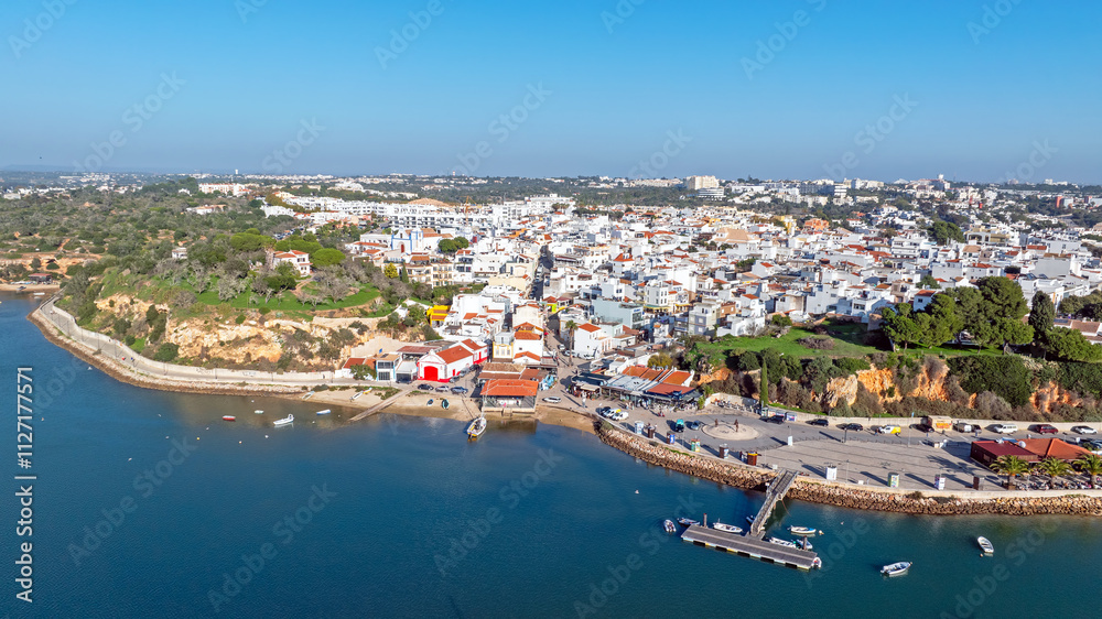 Aerial from the touristic village Alvor in the Algarve Portugal Aerial from the touristic village Alvor in the Algarve Portugal