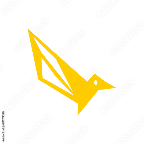 Wallpaper Mural Minimalist Yellow Origami Bird Design on White Background Torontodigital.ca