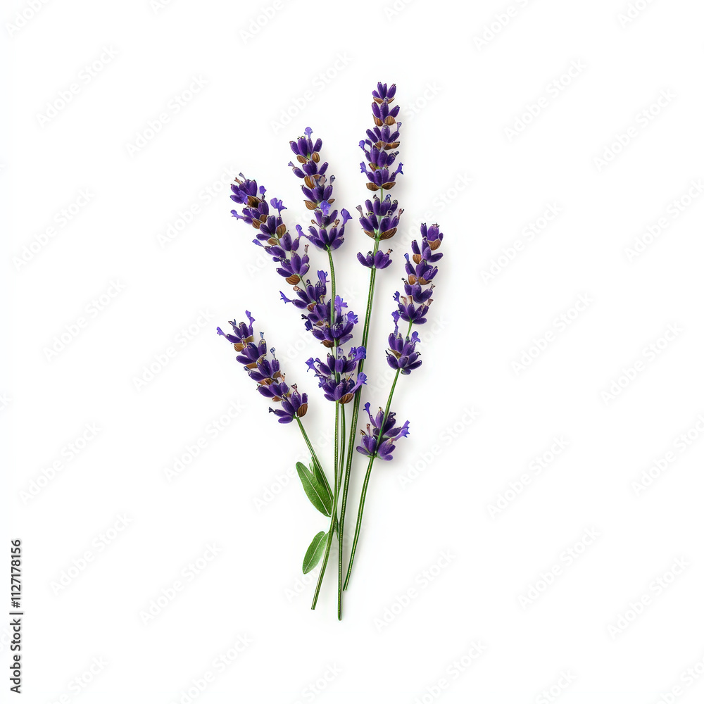Obraz premium Lavender flowers with vibrant purple blooms and green leaves arranged elegantly. This captures essence of nature beauty and tranquility