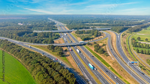 Aerial from junction Eemnes near Utrecht in the Netherlands