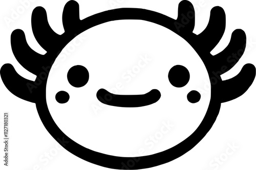 cute axolotl emoticon, illustration, vector, isolated