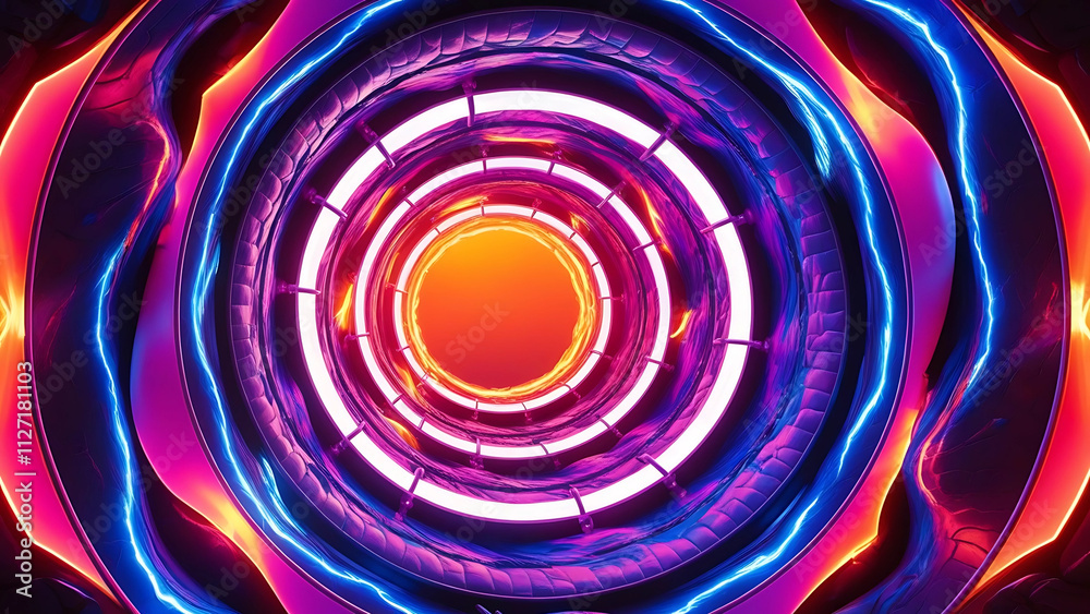 Obraz premium Abstract neon light tunnel