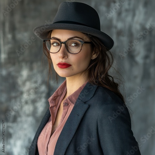 Mysterious Woman Detective Wearing Glasses, Sleuth,  Inspector, Generative, AI