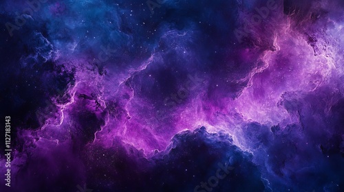 Abstract Cosmic Glow in Purple and Blue, Generative AI