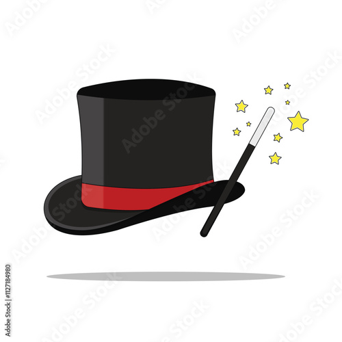 Magician Hat And Wand Illustration