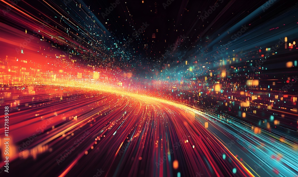 A visually captivating illustration of data streaming rapidly through an advanced network