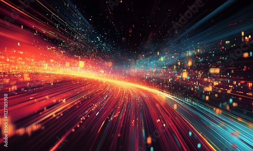 A visually captivating illustration of data streaming rapidly through an advanced network