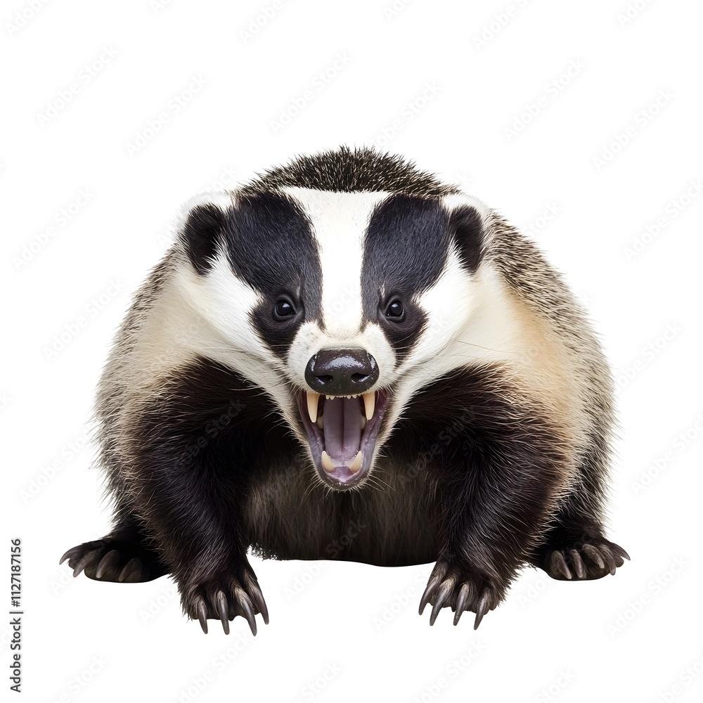 Isolated Angry Aggressive Badger Wild Animal Predator Isolated Angry Aggressive Badger Wild Animal Predator