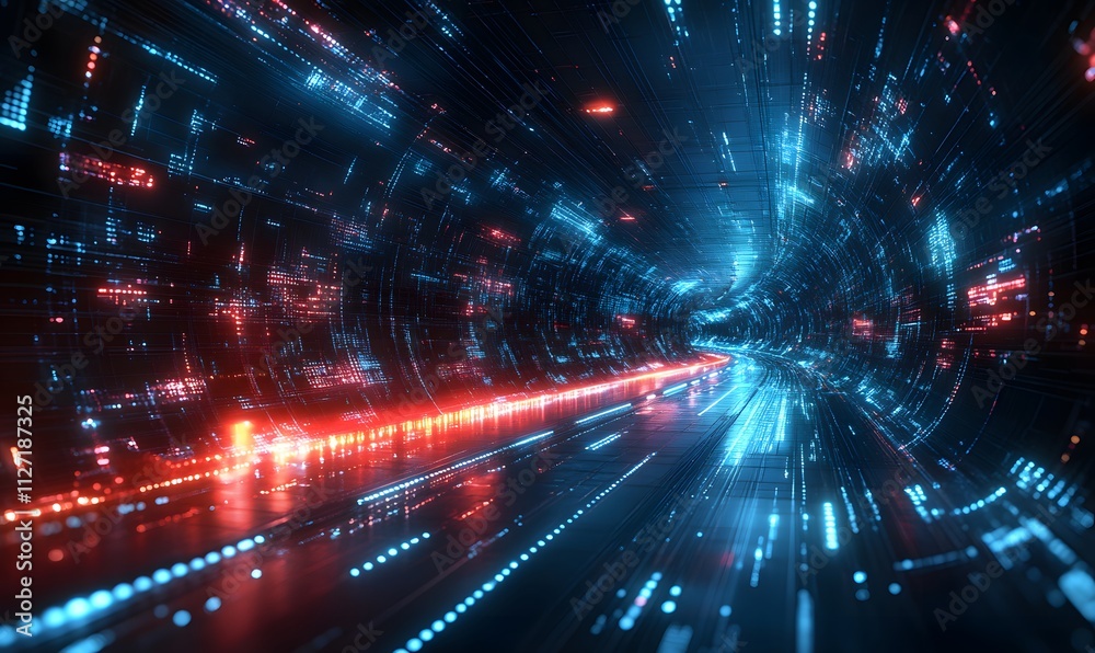 A powerful illustration of data flowing at lightning speed through futuristic network grids A powerful illustration of data flowing at lightning speed through futuristic network grids