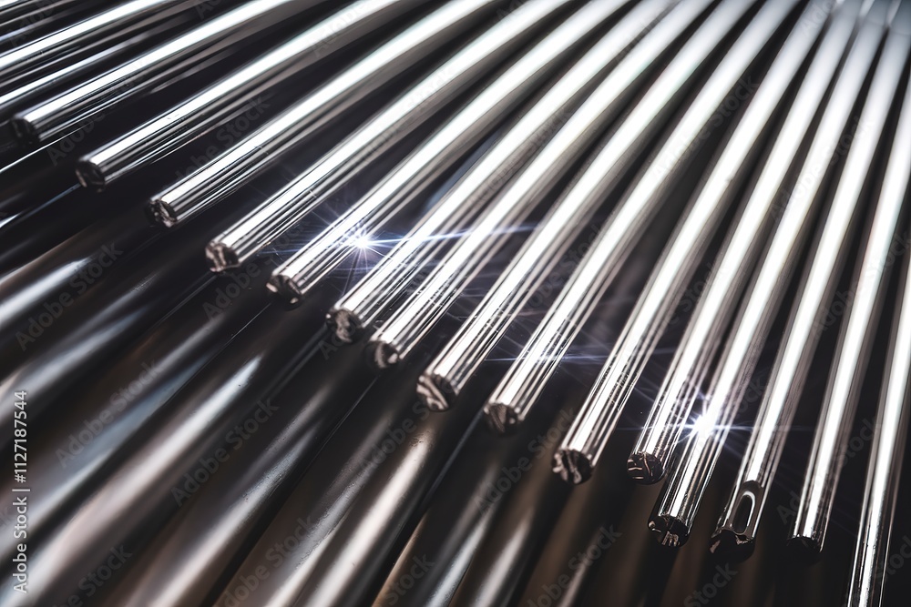 A photo of a close-up view of several parallel, thin, and shiny wires A photo of a close-up view of several parallel, thin, and shiny wires