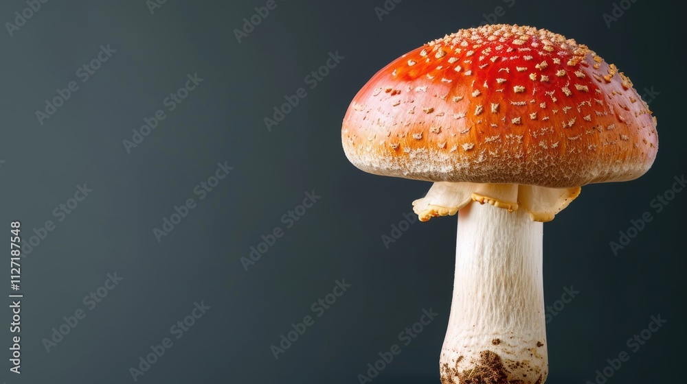 Obraz premium Mushroom on a hushed background, beautiful outdoor specimen. Background calm, mushroom marked.