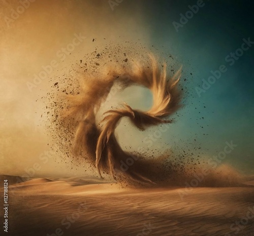 The dust devil spins, a small whirlwind of dust and debris on isolated