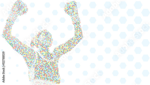 A silhouette vector from colorful shape of a boxer athlete exercise routine