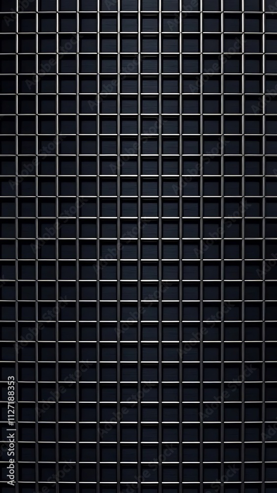 Dark grid pattern, metal texture background.