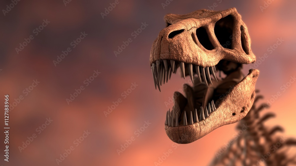 Fototapeta premium Prehistoric Dinosaur Skull Fossil Extinct Reptile Ancient Skeleton Paleontology Jurassic Cretaceous