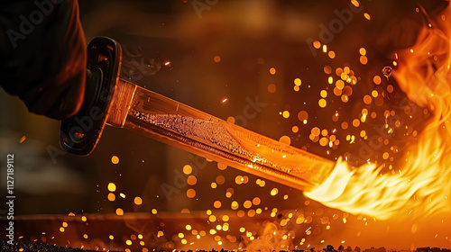 Katana Being Forged in Fire Illustration photo