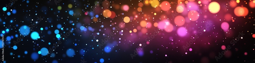 Colorful bokeh lights on dark backdrop, festive mood