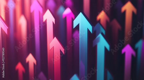 Vibrant abstract arrows symbolizing upward growth, success, and positive business and finance trends