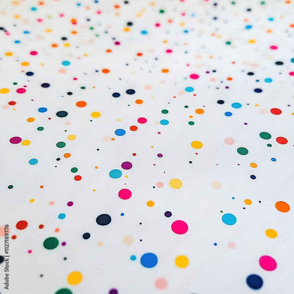 Colorful polka dots scattered on white background Colorful polka dots scattered on white background