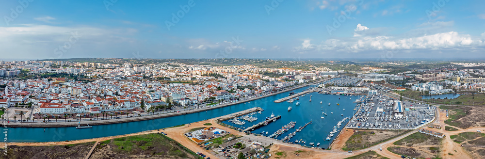 Aerial panorama from the the city Lagos in the Algarve Portugal Aerial panorama from the the city Lagos in the Algarve Portugal
