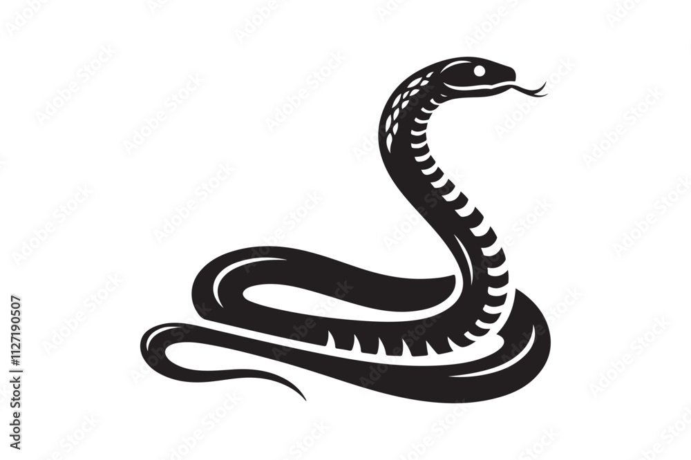 Fototapeta premium Detailed Snake Silhouette Design for Apparel, Branding, and Home Decor Project