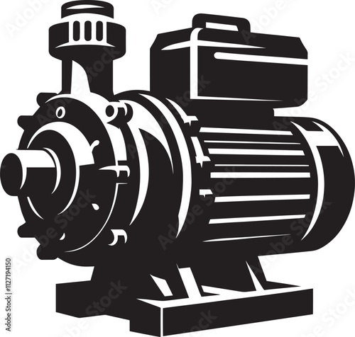 Water pump motor heavy machinery silhouette vector illustration isolated on a white background