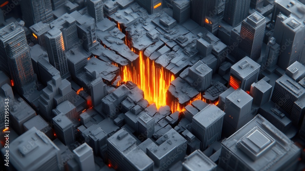 Fototapeta premium Dramatic Lava Streams Erupting Beneath a Twilight Skyline