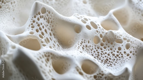 Macro shot of intricate white porous structure. natural formations, organic patterns, detailed texture photo