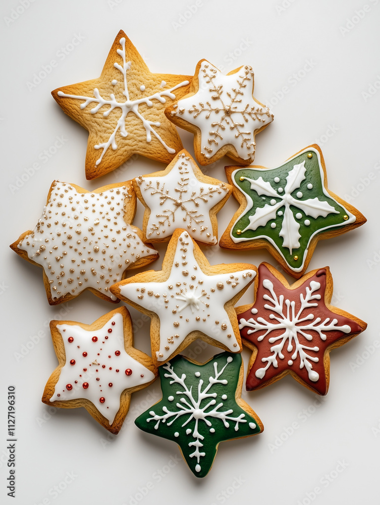 colorful Christmas cookies, star cookies
