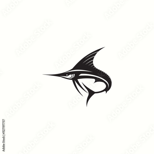 Marlin fishing logo vector illustration. Swordfish fishing emblem isolated. Ocean fish logo. Saltwater fishing theme