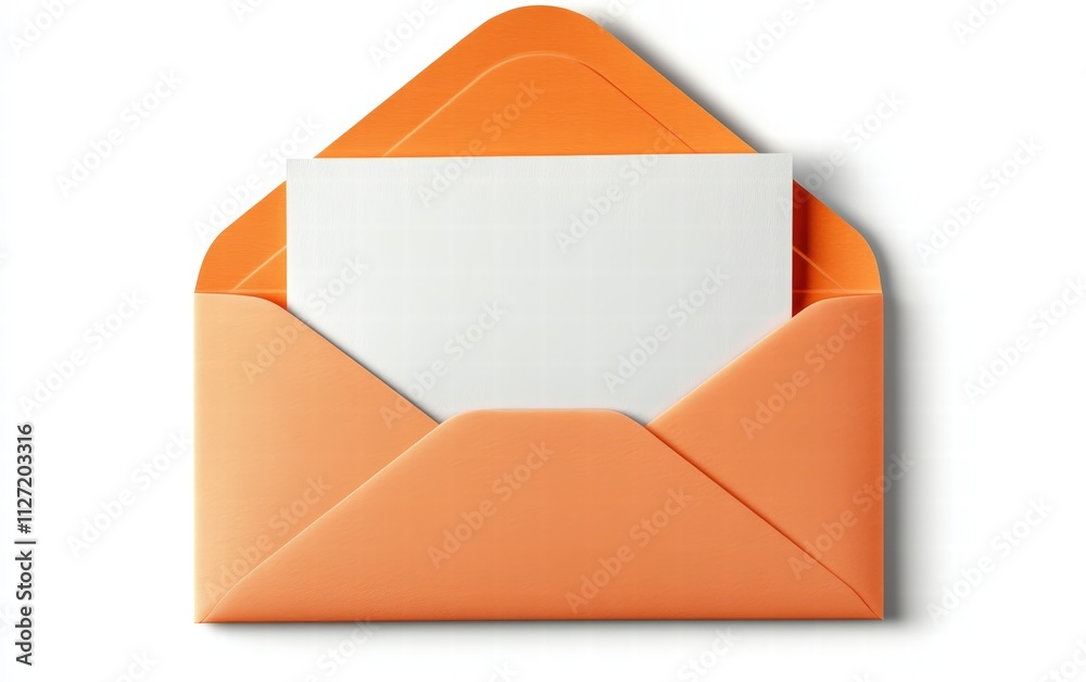 Illustration of an open orange envelope with blank white paper isolated on white background Illustration of an open orange envelope with blank white paper isolated on white background