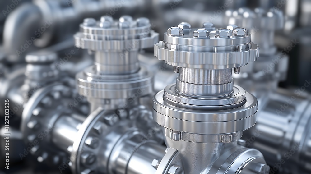 Close-up of a refinery valve, processing fuel under pressure, industrial detail. Close-up of a refinery valve, processing fuel under pressure, industrial detail.
