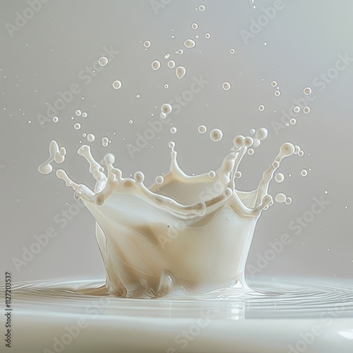 Milk crown splash with droplets. photo