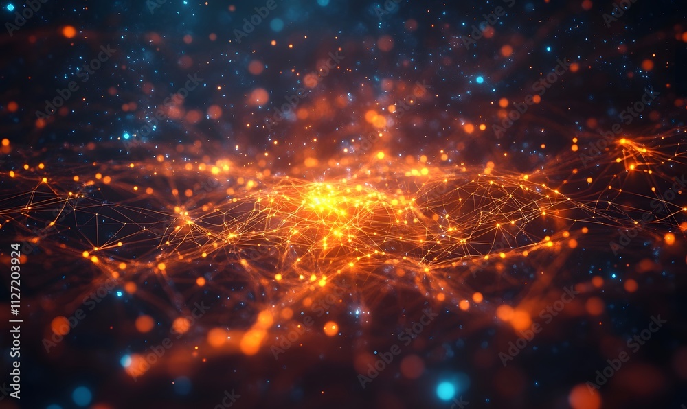An abstract graphic of a digital network with bright, glowing nodes and intricate connections An abstract graphic of a digital network with bright, glowing nodes and intricate connections