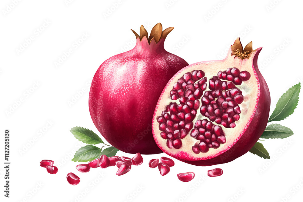 a pomegranate and a cut open pomegranate a pomegranate and a cut open pomegranate
