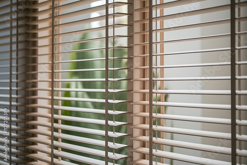 A close-up view of wooden blinds