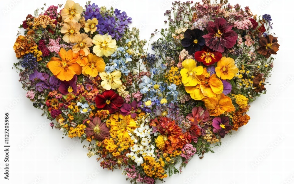 heart from flowers on white background heart from flowers on white background