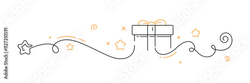 Gift illustration. Vector illustration. Sketch style drawing. Cartoon style.