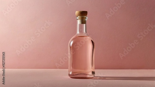 Single Bottole of cosmetic container with light pink background photo