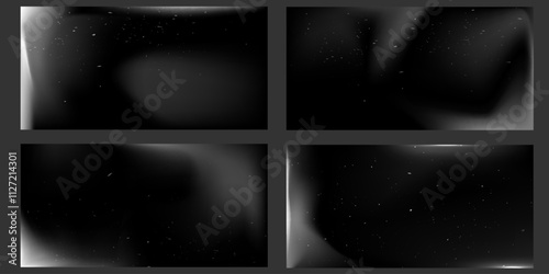 Illustration of a set with a black and white style light leak texture with dust and glare.