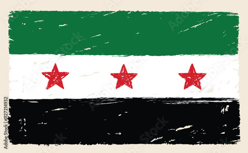 temporary syria flag in sketch style
