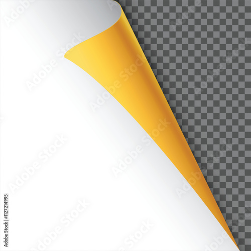 Golden flipped page corner. Vector illustration.