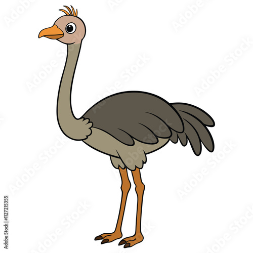 Ostrich cartoon illustration. Vector ostrich isolated on white background Flat design element