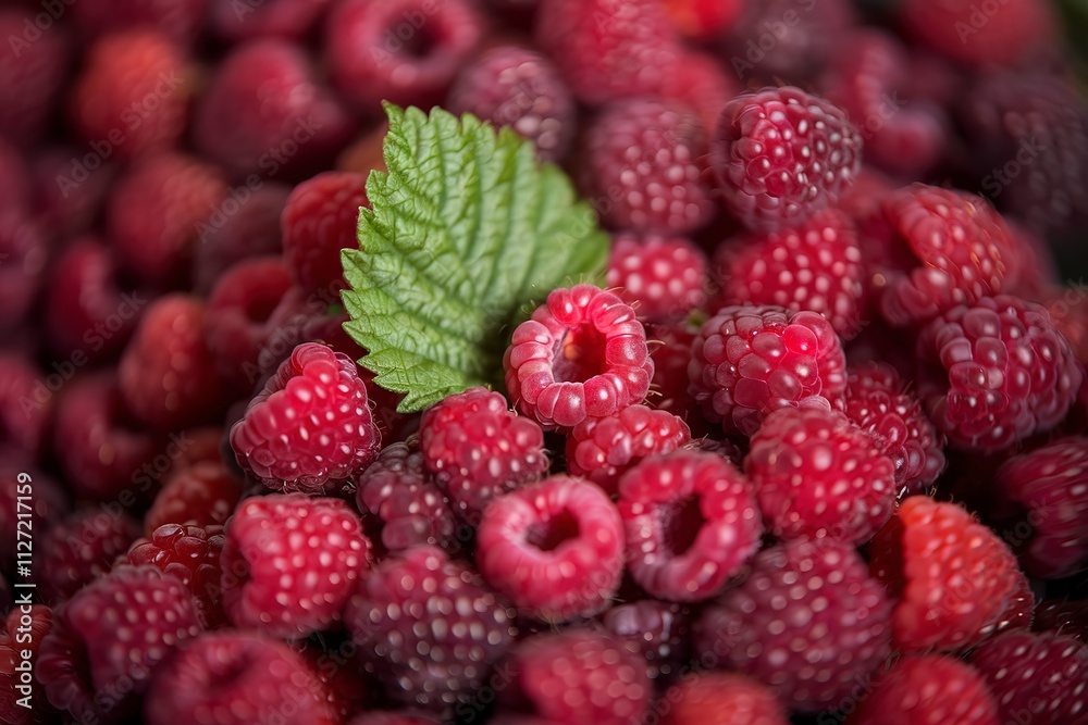 A photo of a vibrant collection of raspberries in shades of deep red A photo of a vibrant collection of raspberries in shades of deep red