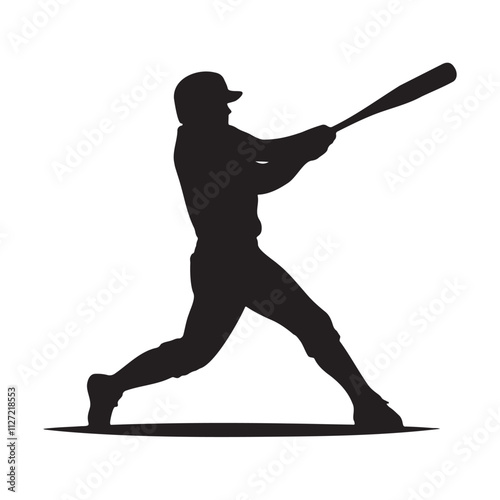 Male baseball player hitting silhouette vector illustration