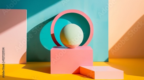 Colorful geometric abstract design with shadows