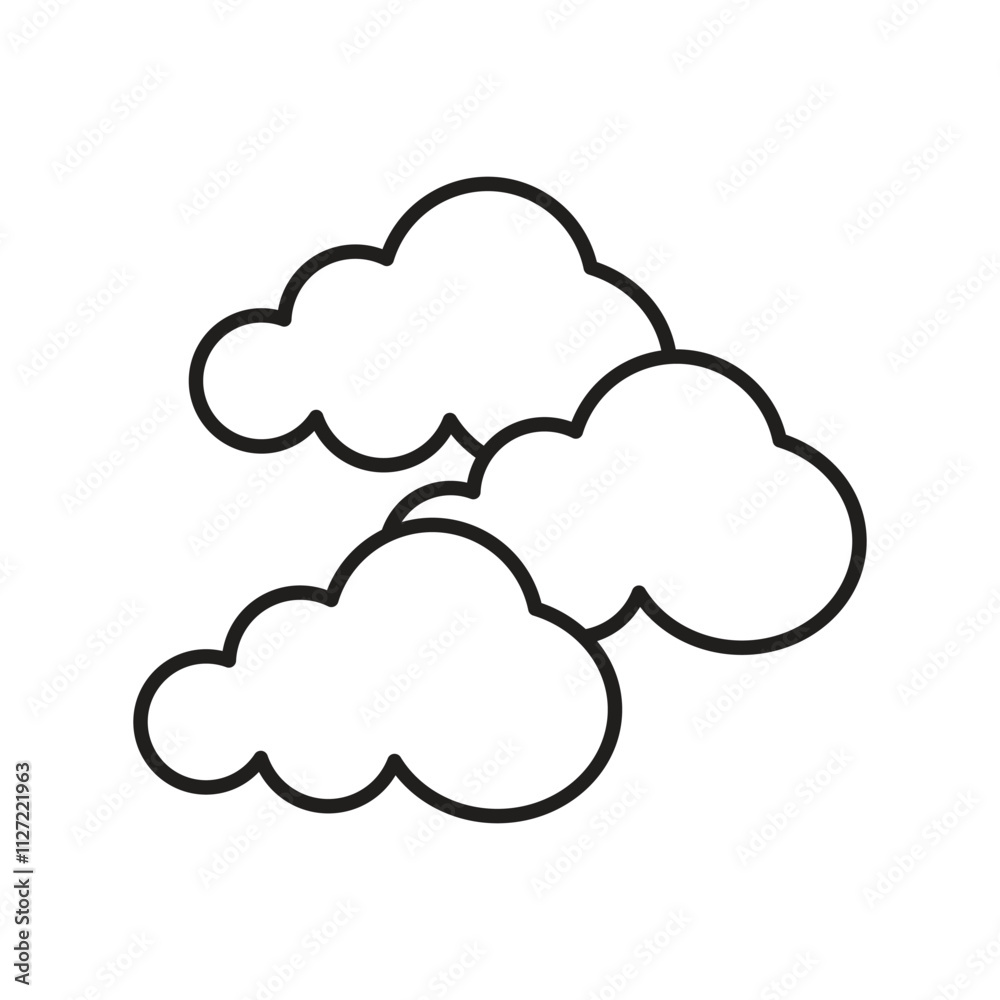 cloudy line icon with white background vector stock illustration
