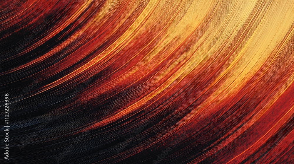 Abstract fiery orange and black flowing lines pattern
