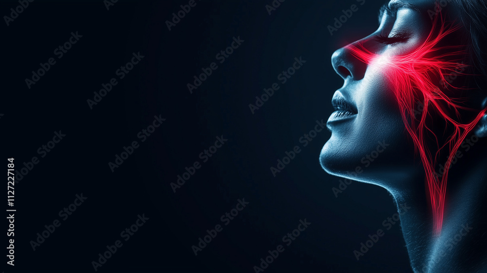 A dynamic educational infographic showing the trigeminal nerveâs anatomy, pain radiating across the face in red gradients, and bullet points summarizing common symptoms and treatme A dynamic educational infographic showing the trigeminal nerveâs anatomy, pain radiating across the face in red gradients, and bullet points summarizing common symptoms and treatme